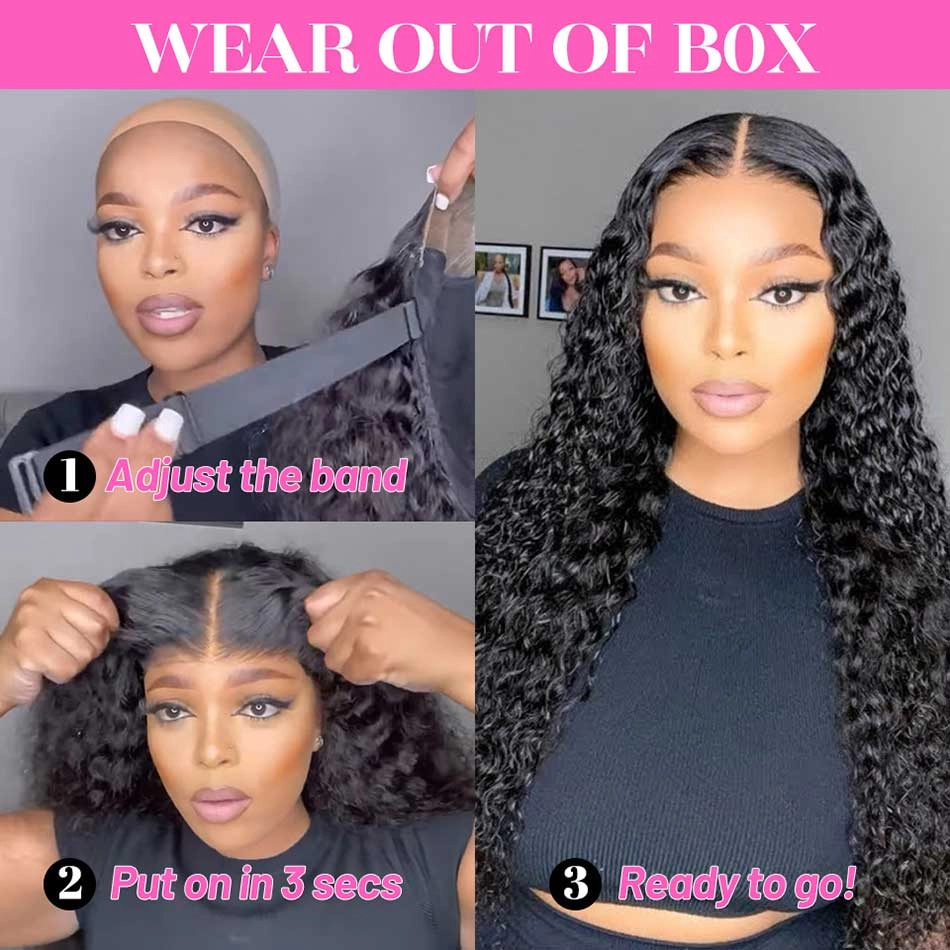 Tuneful 6x4 Pre-Styled Lace Ready To Wear Glueless Exotic Curly Human Hair Wigs