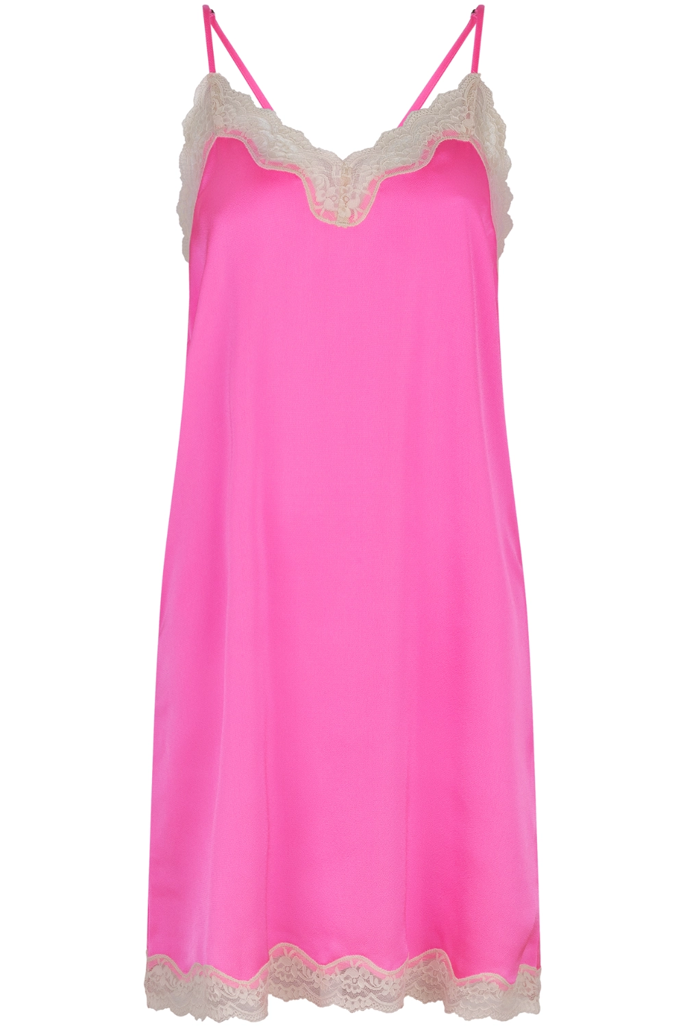 Willow Satin Slip Dress Neon Pink