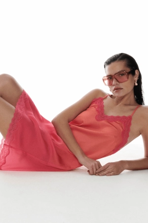 Willow Satin Slip Dress Pink