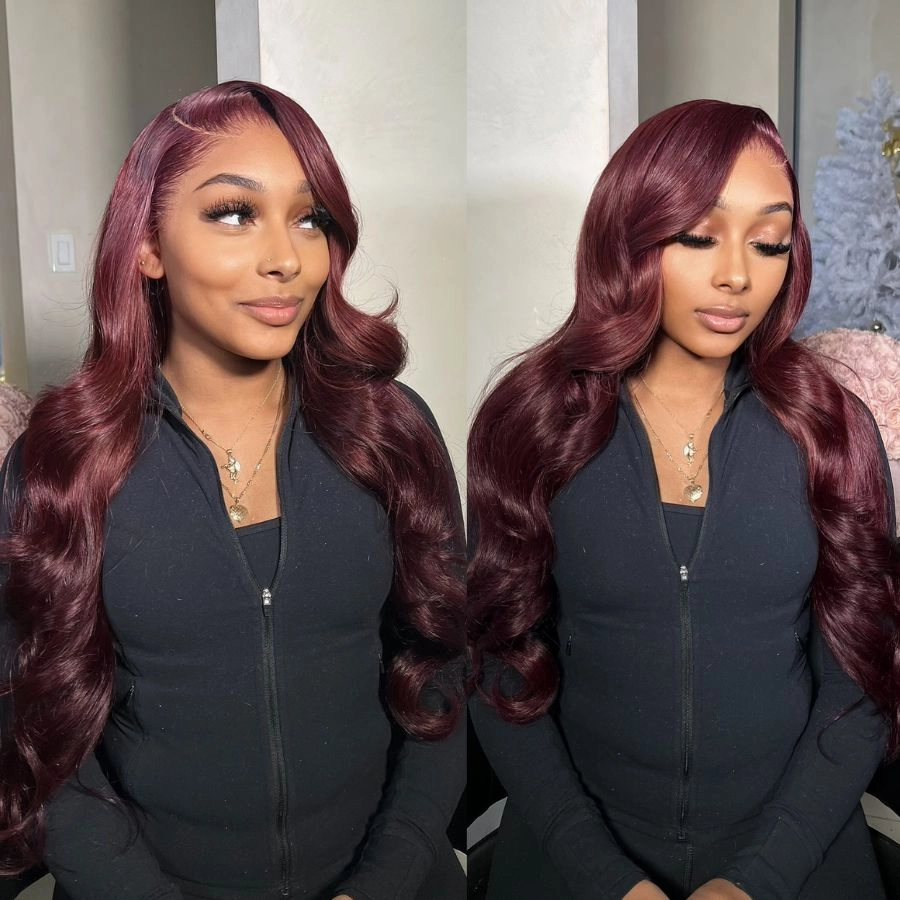 WOWANGEL Pre Everything 99J Burgundy 13X6 Lace Front Wigs Pre Max Wig