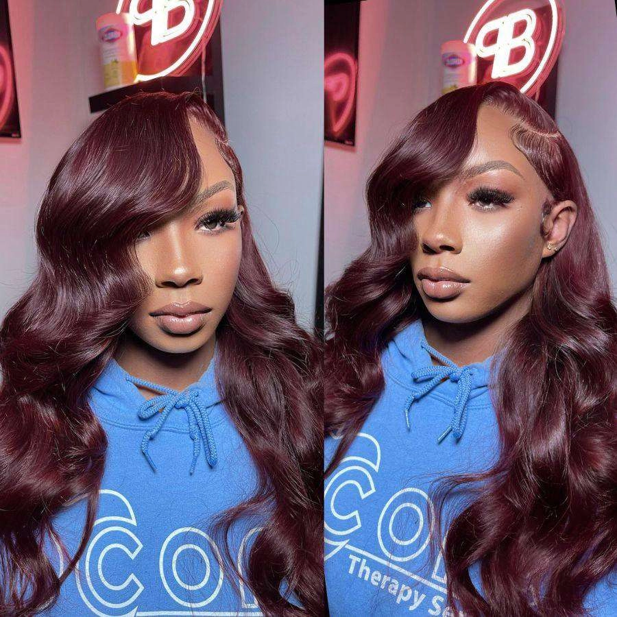 WOWANGEL Pre Everything 99J Burgundy 13X6 Lace Front Wigs Pre Max Wig