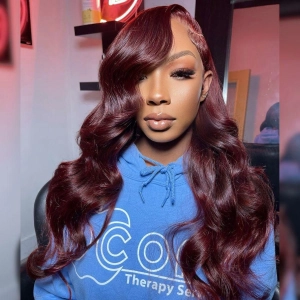 WOWANGEL Pre Everything 99J Burgundy 13X6 Lace Front Wigs Pre Max Wig